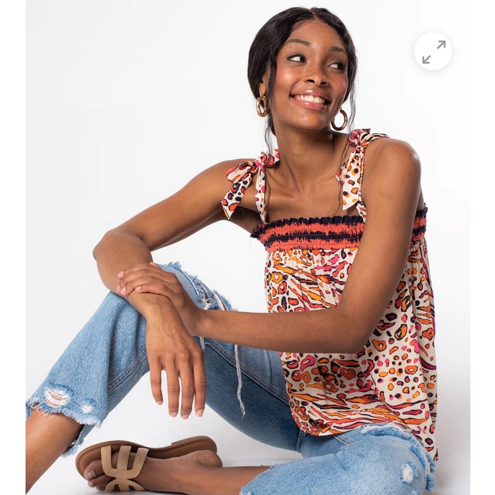 Lovestitch Easy Breezy Tie Shoulder Tank Top Size S